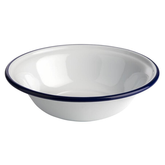 Bol ENAMELWARE, emailat, alb cu finisaj albastru, 16.5x4.5 cm, 450 ml | APS 40637