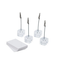 Suport pentru carduri, set 4 suporturi, 20 carduri pentru descriere, 3x3x12 cm | APS 74