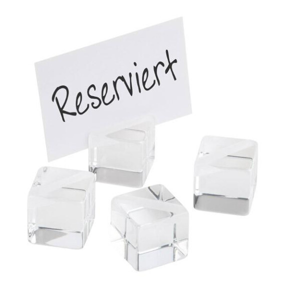 Suport pentru carduri WÜRFEL, set 4 suporturi, 20 carduri pentru descriere, 3x3x3 cm | APS 78