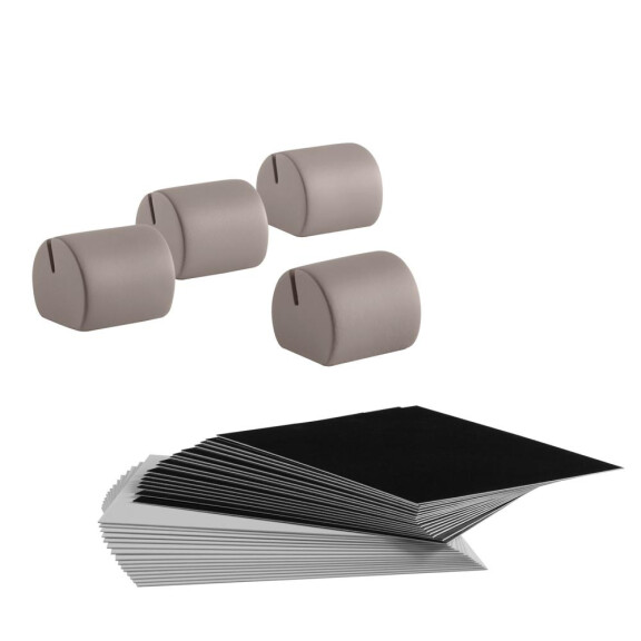 Suport pentru carduri, set - 4 suporturi și 30 carduri pentru descriere, 3x3x3 cm | APS 71492