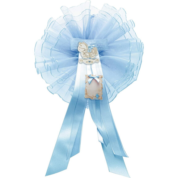 MARELI noeud pour la naissance d'un enfant 32 cm céramique tulle satin