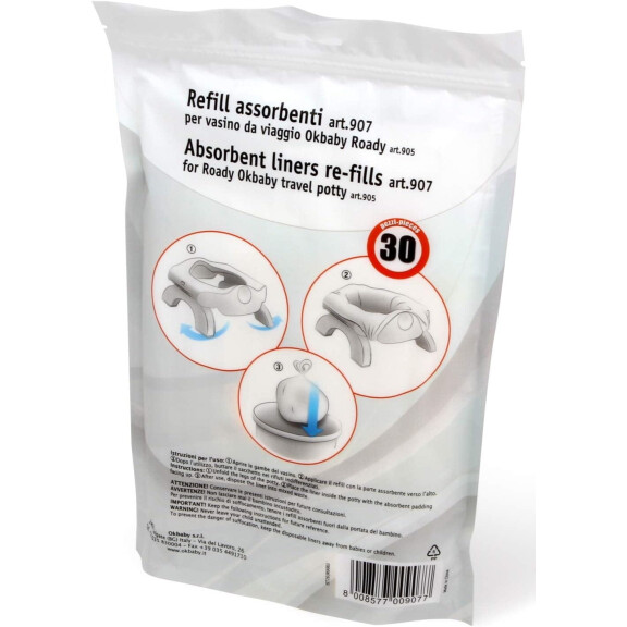 OK BABY Sacs de toilette de voyage rechargeables 30 pièces