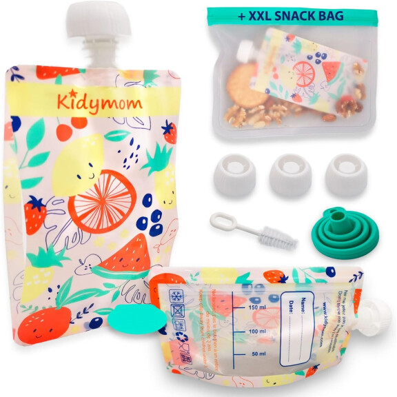 KIDYMOM sachets réutilisables pour mousse x10 + accessoires