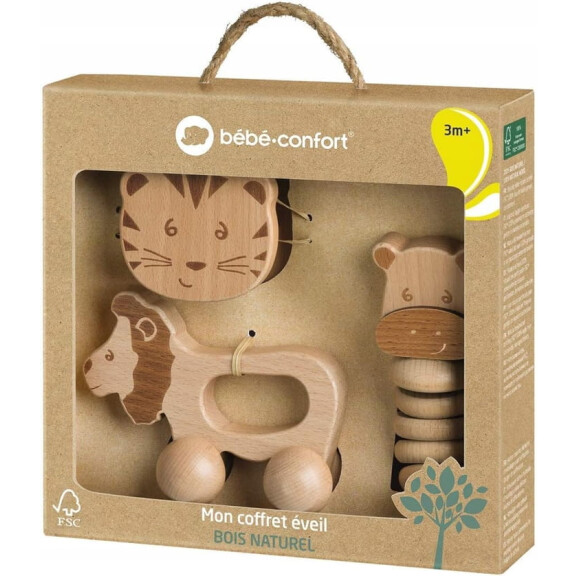 BEBE CONFORT ensemble de jouets en bois avec hochets 3 m+.