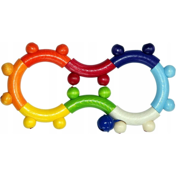 HESS hochet en bois avec clochette 8,5 x 17,5 cm