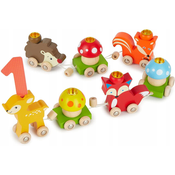 Train d'anniversaire en bois BIECO ANIMAUX DU SOL