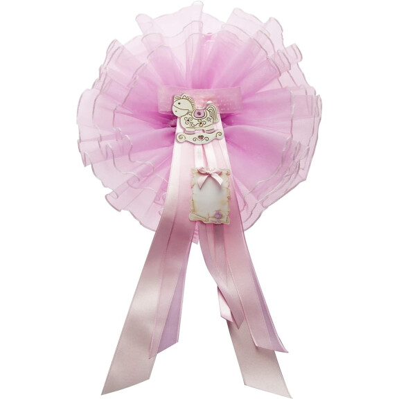 MARELI noeud pour la naissance d'un enfant 32 cm céramique tulle satin