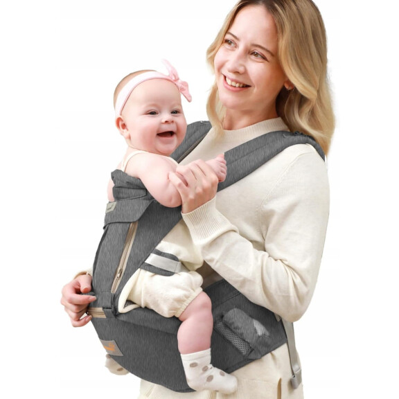 Porte-bébé ergonomique MOMIDEAL avec ceinture abdominale 6in1