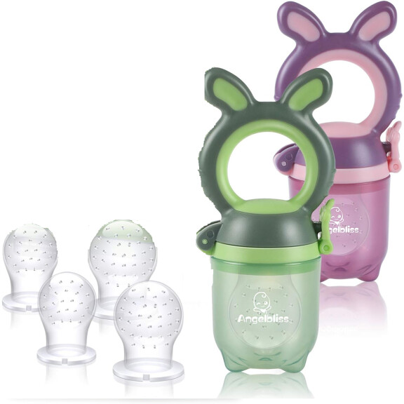 ANGELBLISS suceur de fruits pour enfants 3-12m 2 pièces 6 embouts buccaux