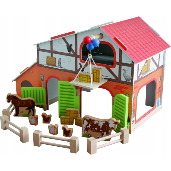 Ferme en bois ROBA et 6 animaux FARM 30,5 x 37 x 31,5 cm