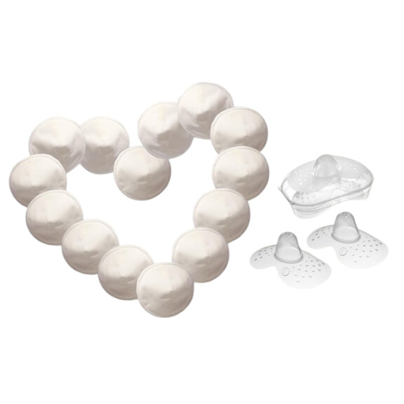 MOM'S PADS coussinets en bambou x14 + sac de lavage, sac à cosmétiques