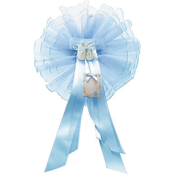 MARELI noeud pour la naissance d'un enfant 32 cm céramique tulle satin