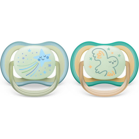 PHILIPS AVENT Ultra Air Sucettes de nuit x 2 0-6msc LUMIERE FONCEE