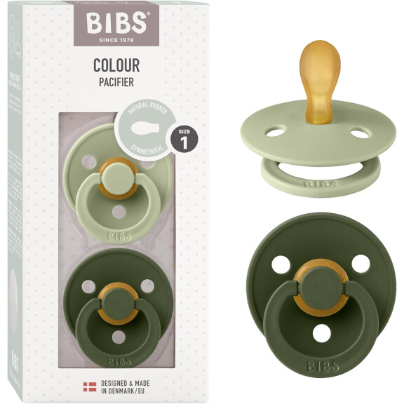 BIBS Sucettes de couleur 2 paquets caoutchouc 0-6msc SYMETRIQUE