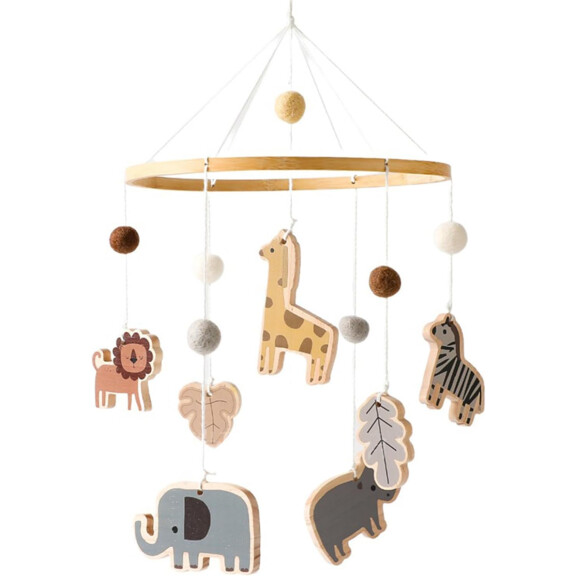 Carrousel DOKENO pour lit d'enfant en bois tissu BOHO