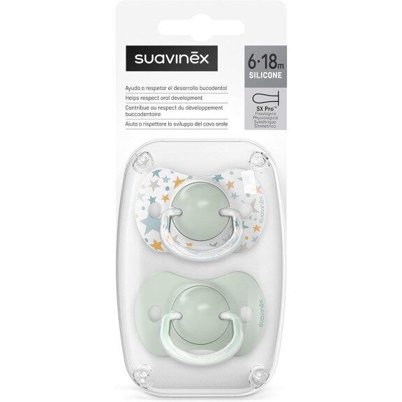 SUAVINEX SX PRO tétine anatomique 6-18msc silicone x2