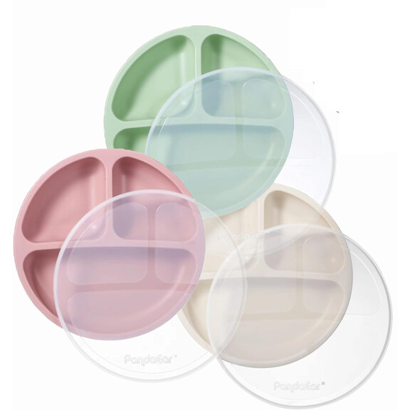 PANDAEAR set de soucoupes tripartites avec ventouse et couvercle... x3