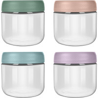 AOLSO Set de 4 récipients alimentaires en verre avec bouchons 300ml