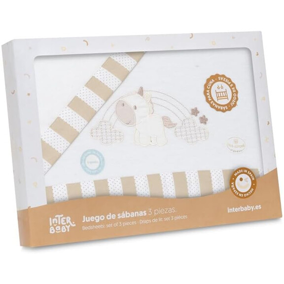 INTERBABY Ensemble de literie en 3 parties 60x120 / 40x60 / 110x155