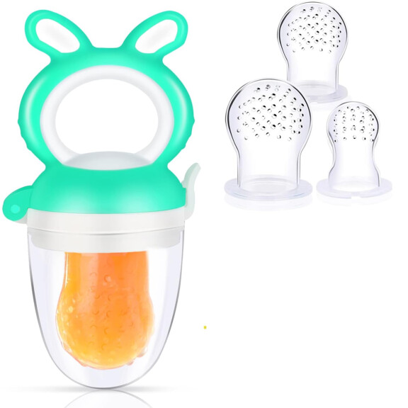 OLADWOLF mangeur de fruits à mordre pour enfants 3-12m 1 pièce 4 embouts