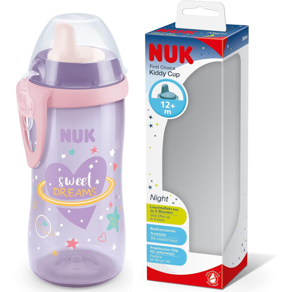 NUK Kiddy Cup Bottle avec clip 300ml LIGHTS IN THE DARKNESS