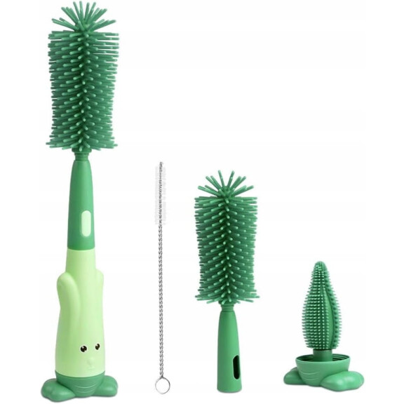 VICLOON Grosse brosse en silicone 3en1 pour nettoyer les biberons, les tétines et les sucettes 28cm