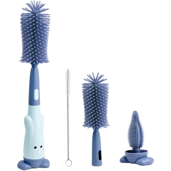 VICLOON Grosse brosse en silicone 3en1 pour nettoyer les biberons, les tétines et les sucettes 28cm