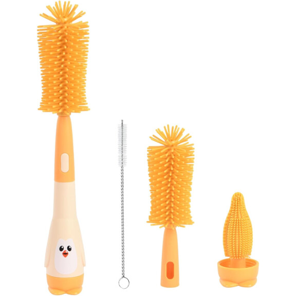 VICLOON Grosse brosse en silicone 3en1 pour nettoyer les biberons, les tétines et les sucettes 28cm