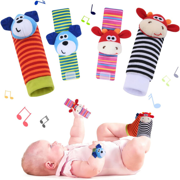 Poignets et chaussettes VICLOON avec hochets x 4