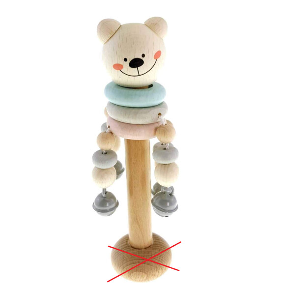 HESS hochet en bois avec clochettes 18 cm MUST