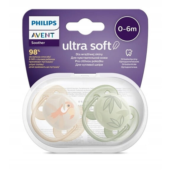 PHILIPS AVENT Ultra Doux Amis de la Forêt tétines x 2 0-6msc