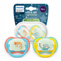 PHILIPS AVENT Ultra Air Night dummies x 2 18msc+ LUMIERE SOMBRE