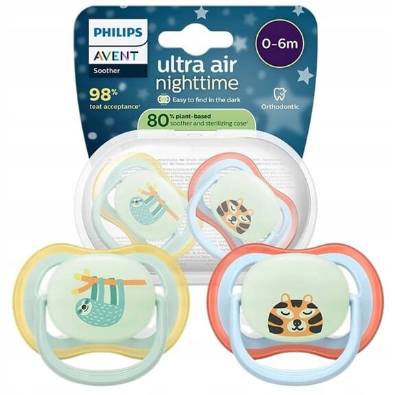 PHILIPS AVENT Ultra Air Sucettes de nuit x 2 0-6msc LUMIERE FONCEE