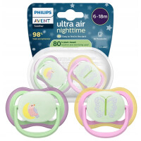 PHILIPS AVENT Ultra Air Sucettes de nuit x 2 6-18msc LUMIERE FONCEE