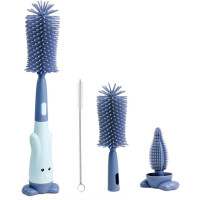 VICLOON Grosse brosse en silicone 3en1 pour nettoyer les biberons, les tétines et les sucettes 28cm