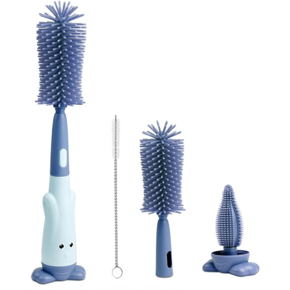 VICLOON Grosse brosse en silicone 3en1 pour nettoyer les biberons, les tétines et les sucettes 28cm