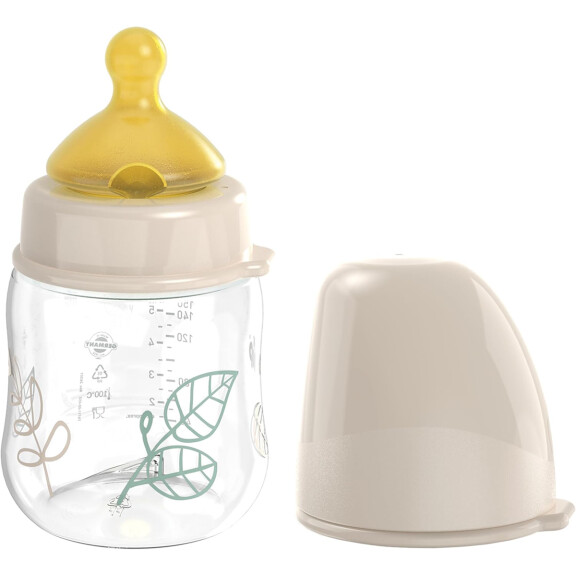 NIP Biberon vert cerise avec tétine en latex taille S 150 ml