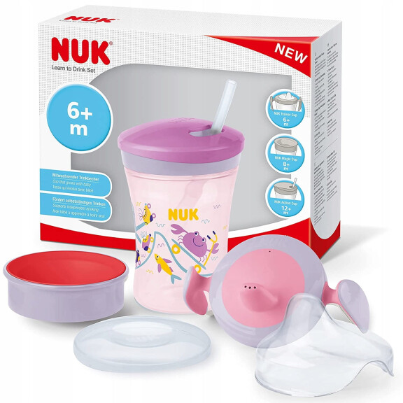 Set d'apprentissage de la boisson NUK tasse + 3 embouts buccaux