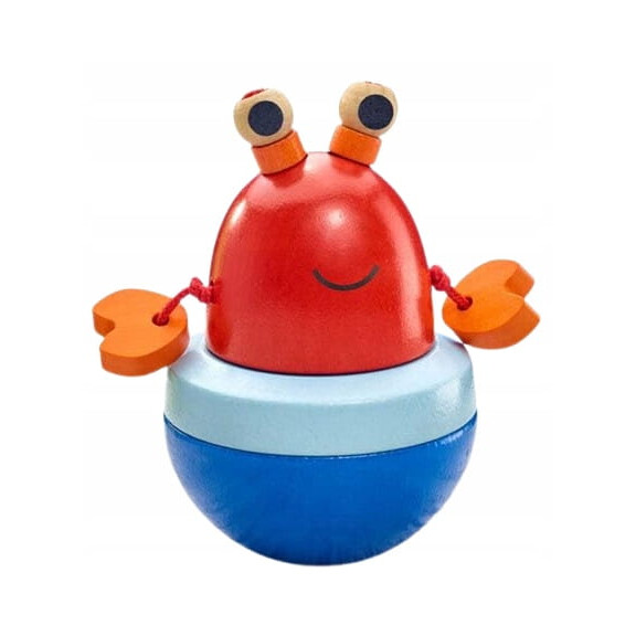 SELECTA Culbuto jouet en bois crabe 10 cm, ne se renverse pas
