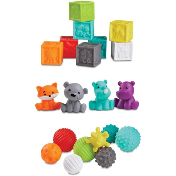 INFANTINO Senso Balls, Blocks & Buddies jouets en silicone 20 pièces