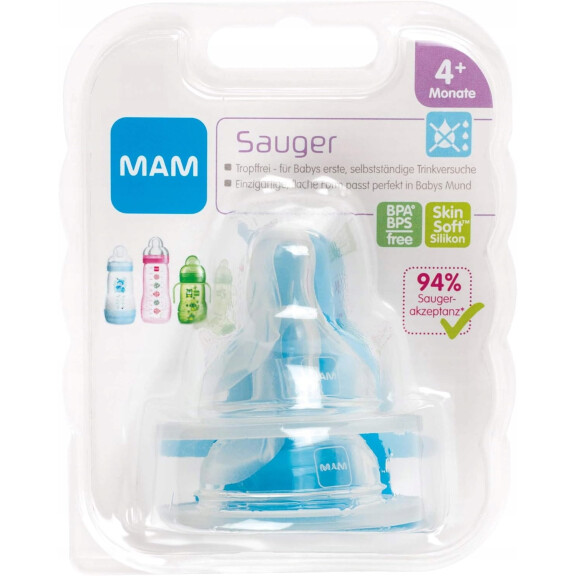 MAM tétines pour biberons 4m+ x2