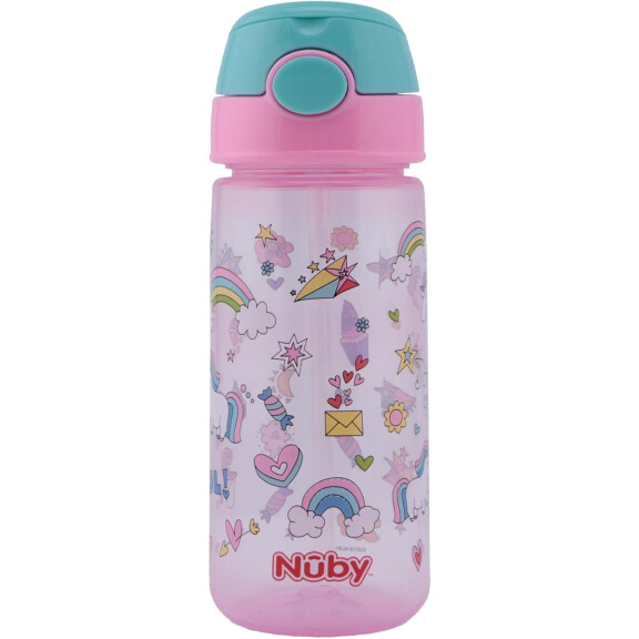 NUBY Gobelet avec paille en tritan, bouteille avec paille 4m+ 540 ml