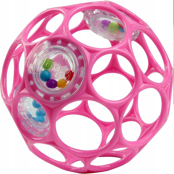 BRIGHT STARTS Oball Rattle hochet en silicone, anneau de dentition avec grelot 10 cm