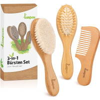 LAMPOX ensemble en bois pour le soin de la tête de bébé 2 brosses et un peigne