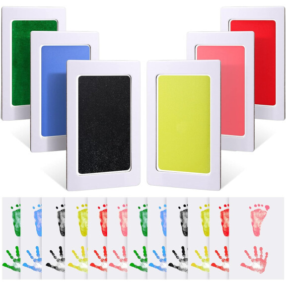 OUTUS 6 coussins et 12 feuilles pour empreintes de mains et de pieds 8 x 12,5 cm