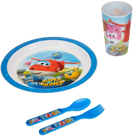 OLED Super Wings set petit-déjeuner assiette tasse couverts 3 ans+