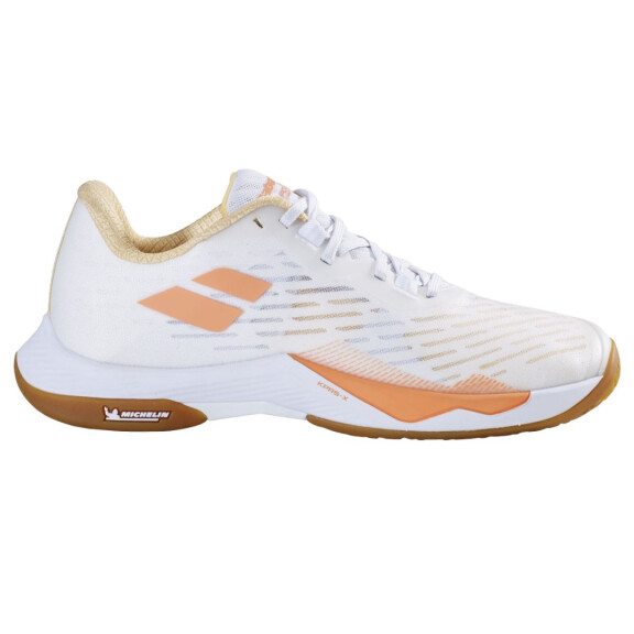 Babolat Shadow Tour 5 White / Salmon - buty do badmintona damskie