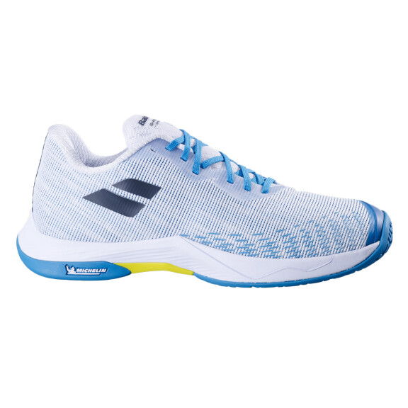 Babolat Shadow Spirit 2 White / Algier Blue - buty do badmintona