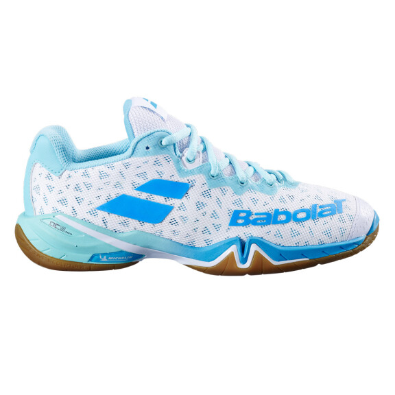 Babolat Shadow 4 White / Lagoon - buty do badmintona damskie