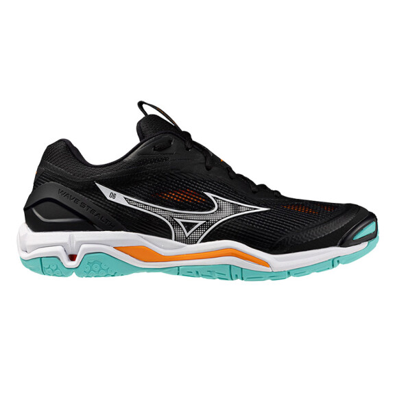 Mizuno Wave Stealth 6 Black / Tangelo / Ice Green - buty do badmintona